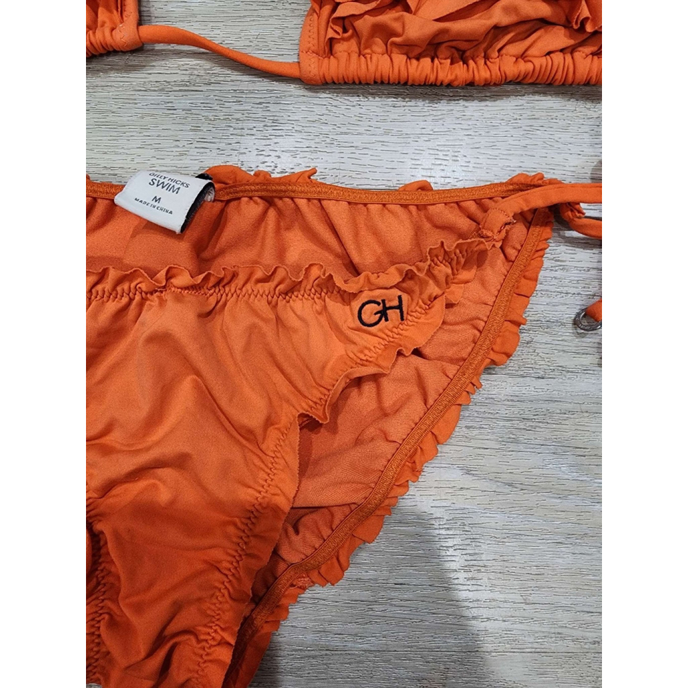 Gilly Hicks Orange Ruffle Triangle Bikini Swimsuit Set Size M Beachwear Used - Picture 5 of 8